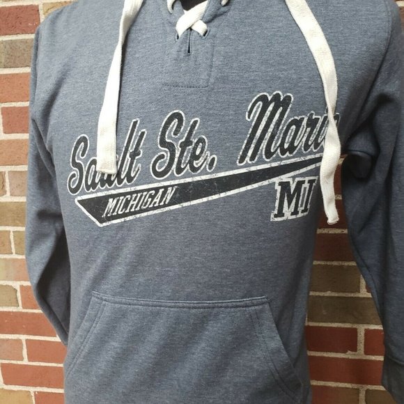 RETRO VISION APPAREL Size Small Men's Hockey Style Hoodie Blue Michigan - Picture 3 of 10